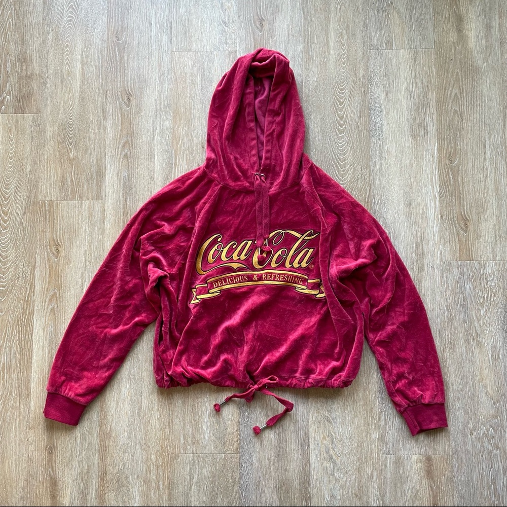 Coca-Cola Women’s Embroidered Crop Velour Hoodie